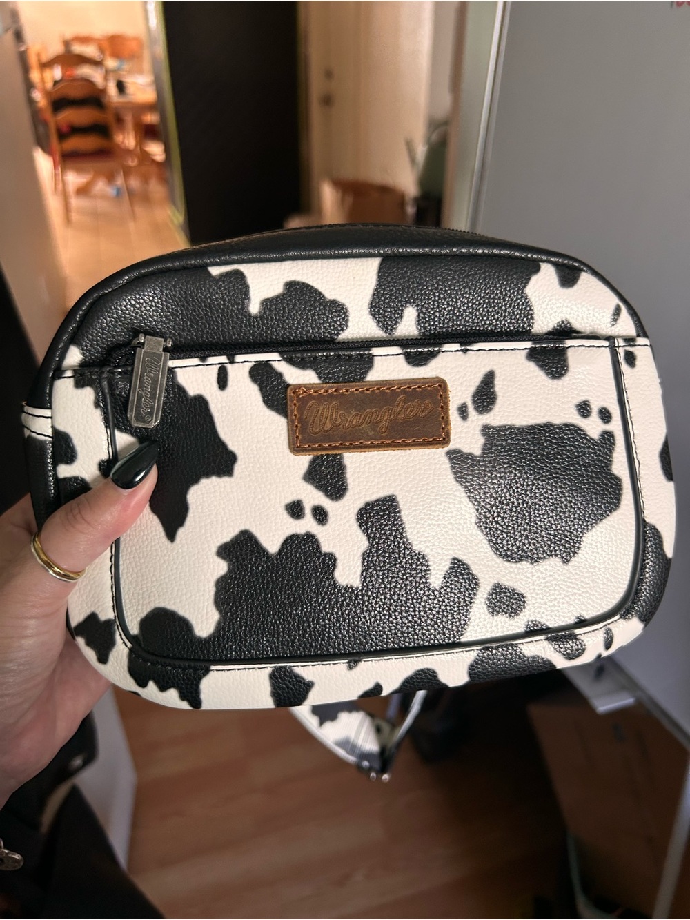 Wrangler Black & White Cowprint Crossbody Bag